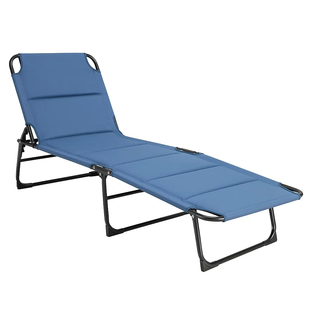 Liegestuhl mit Stahlrahmen und Polyester Blau