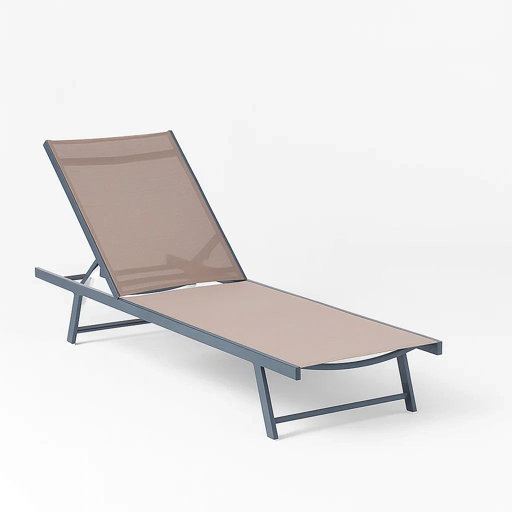 Liegestuhl Aluminium mit Textilene Beige 196x65x32 cm