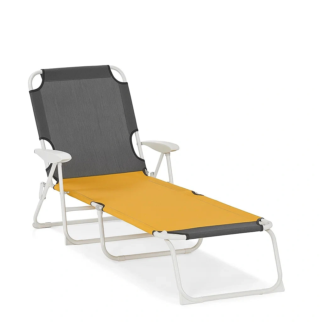 Liegestuhl Aluminium Sonnengelb Grauschwarz 190x60x30 cm