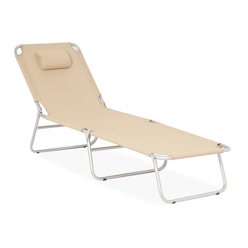 Liegestuhl Aluminium Polyester Beige 190x60x30 cm