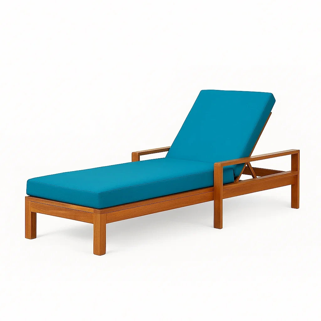 Holz Sonnenliege Teal Polyester Verstellbar