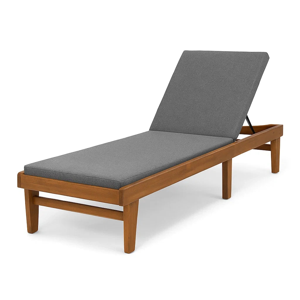 Akazienholz Gartenliege Grau Verstellbar 200 cm
