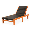 Verstellbare Sonnenliege aus Akazienholz und Polypropylen in Schwarz/Orange