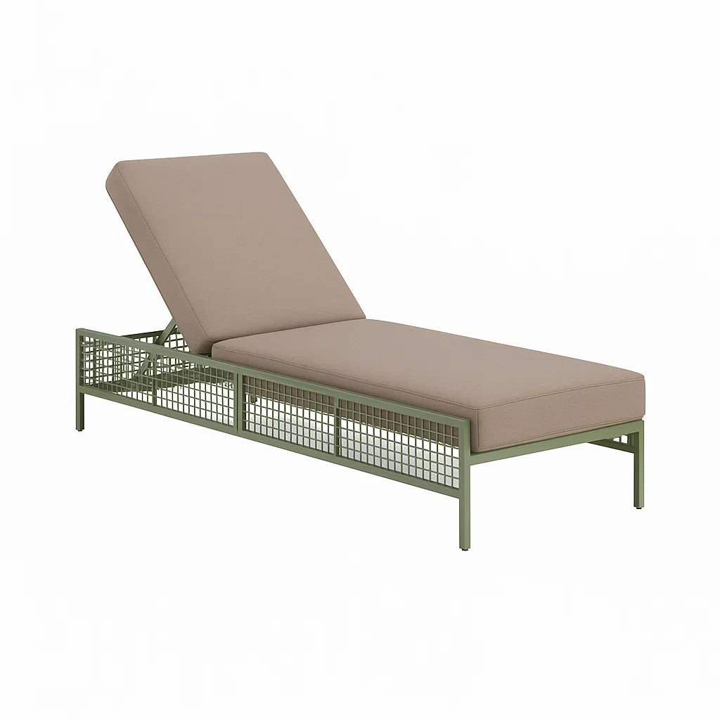 Metall Sonnenliege mit Polyesterbezug Beige/Grün