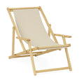 Klappbarer Eichenholzliegestuhl mit Baumwollbezug Beige